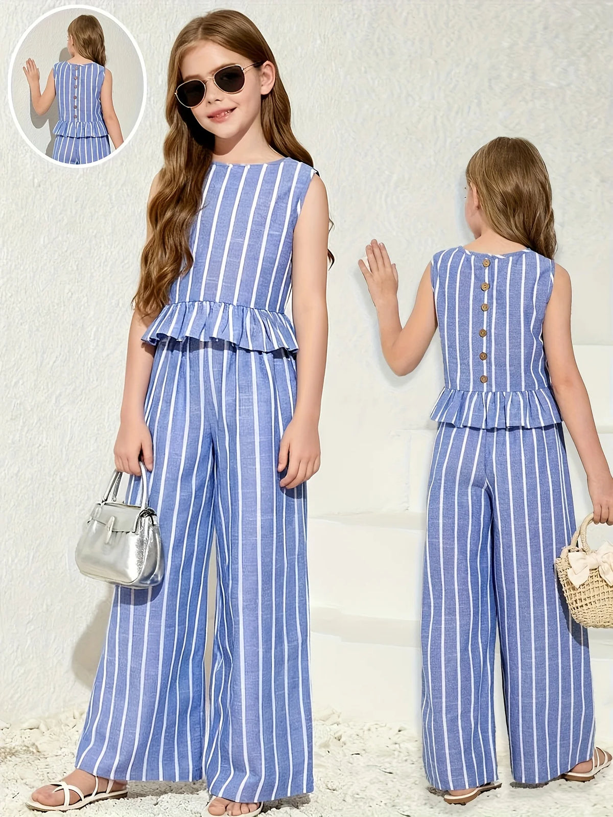 Striped Sleeveless Top & Pants Set