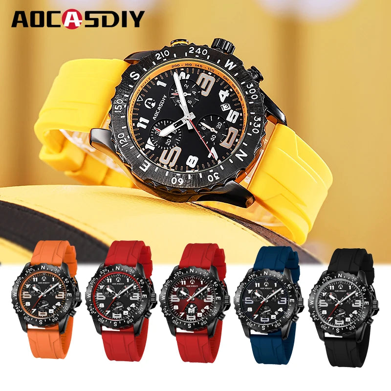 Aocasdiy 44 mm Sport-Style Quartz Watch