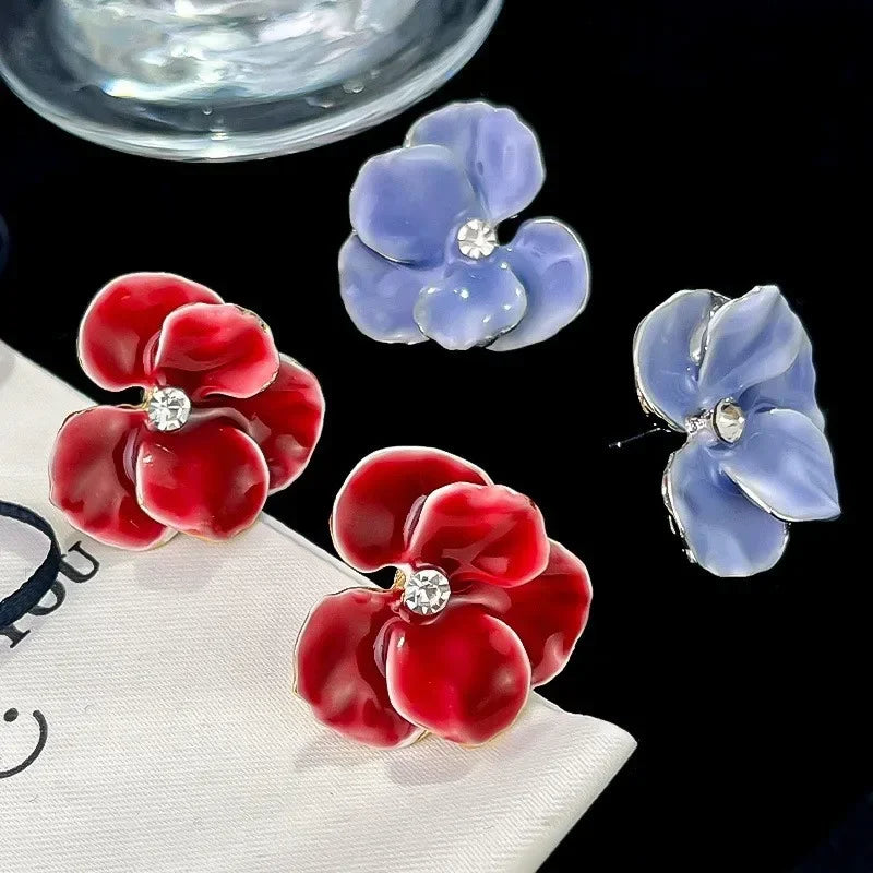 Enamel Flower Stud Earrings