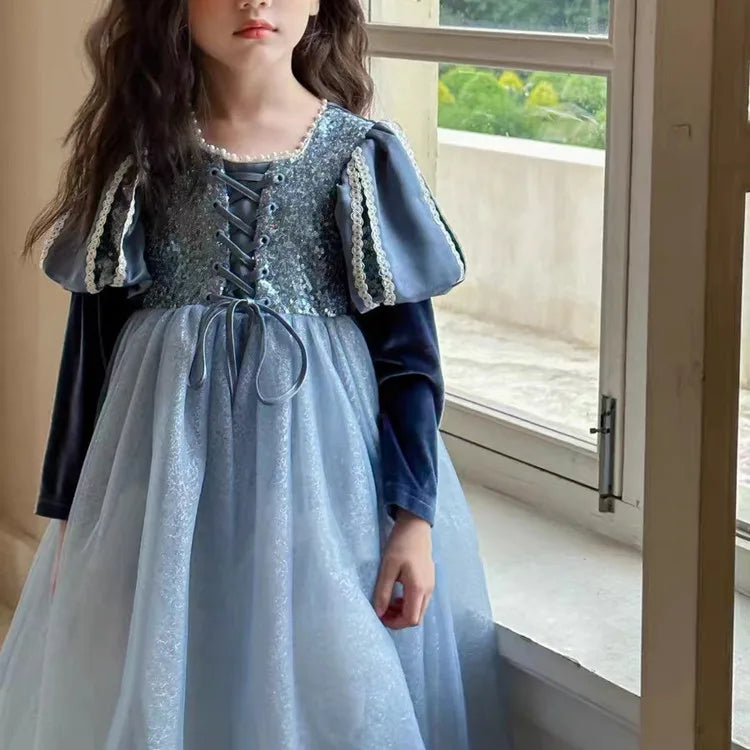 Appliqué Long-Sleeve Occasion Dress