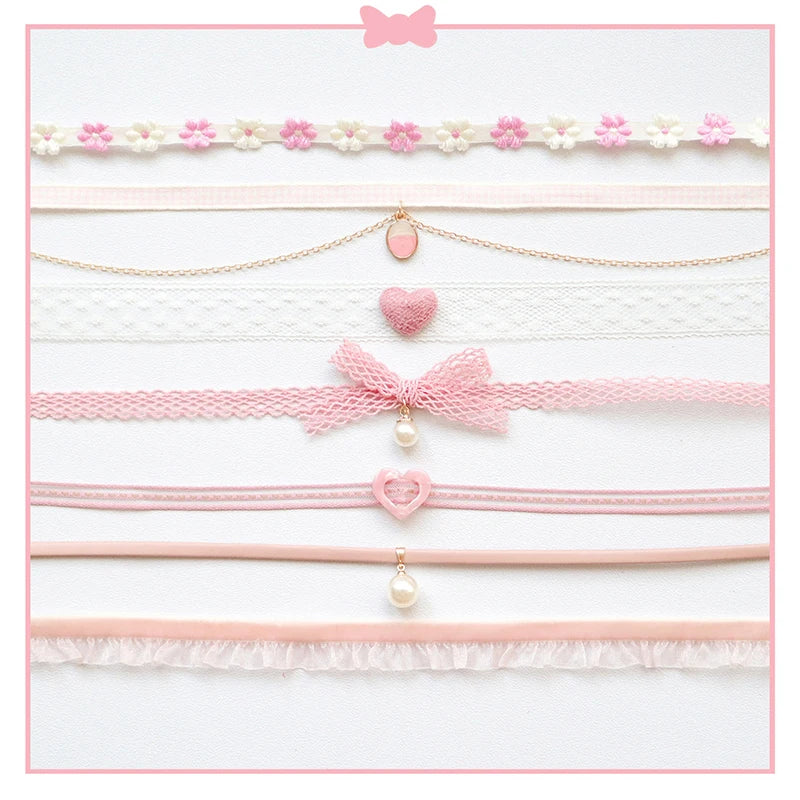 Pink Lace Charm Choker