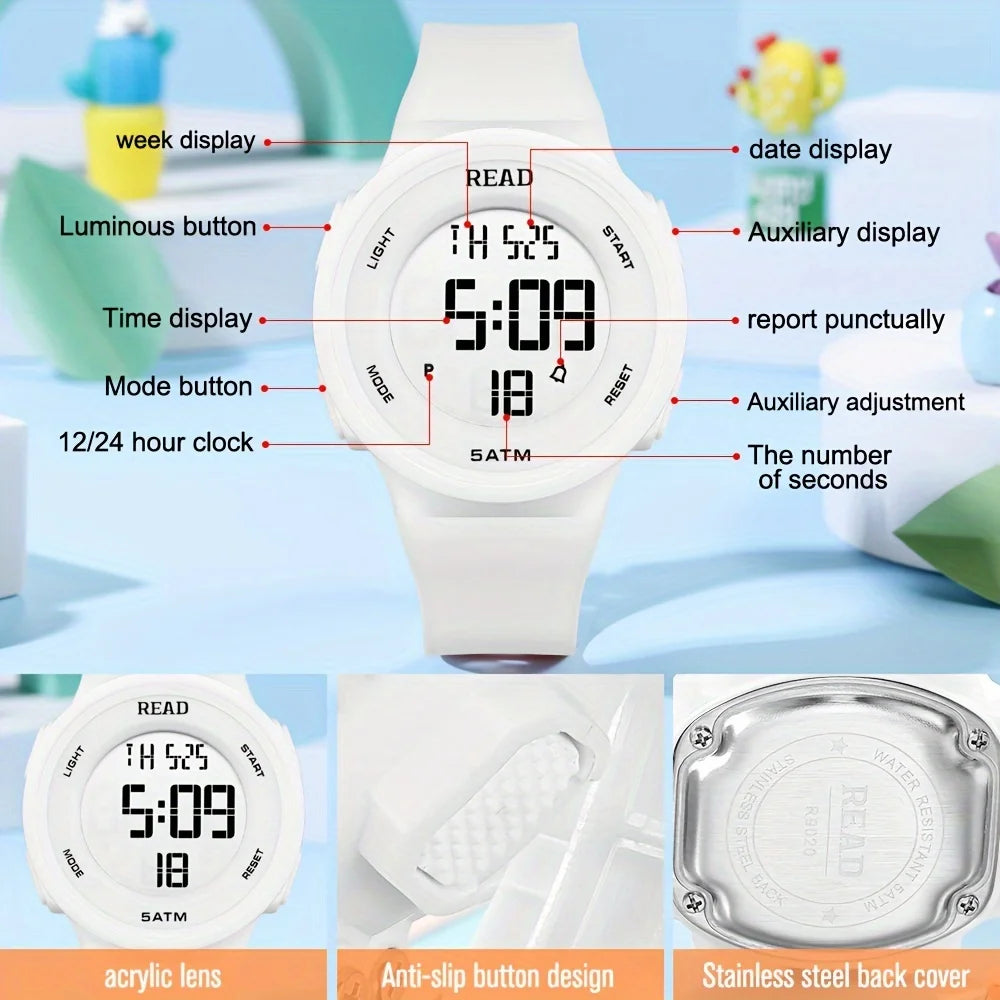 Round Digital Backlight Watch