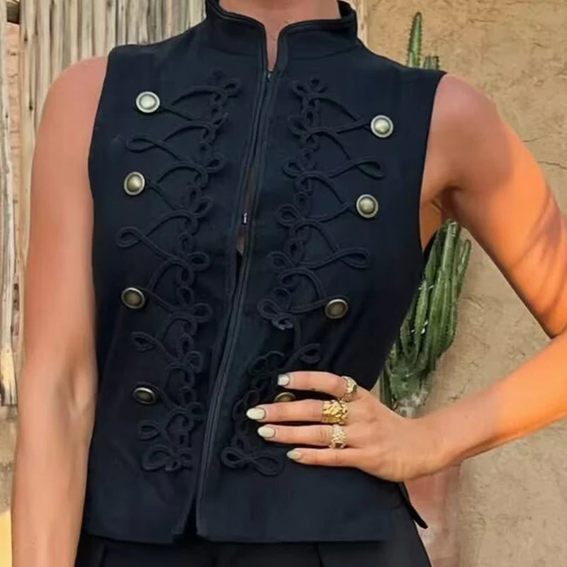 Sleeveless Button-Detail Top