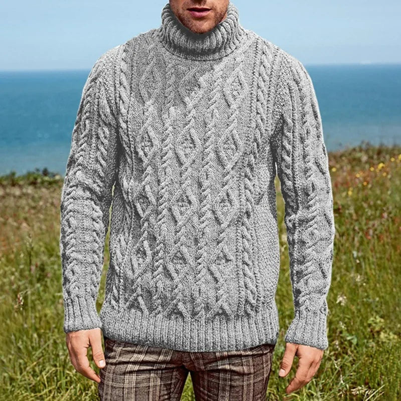 Cable-Texture Turtleneck Sweater