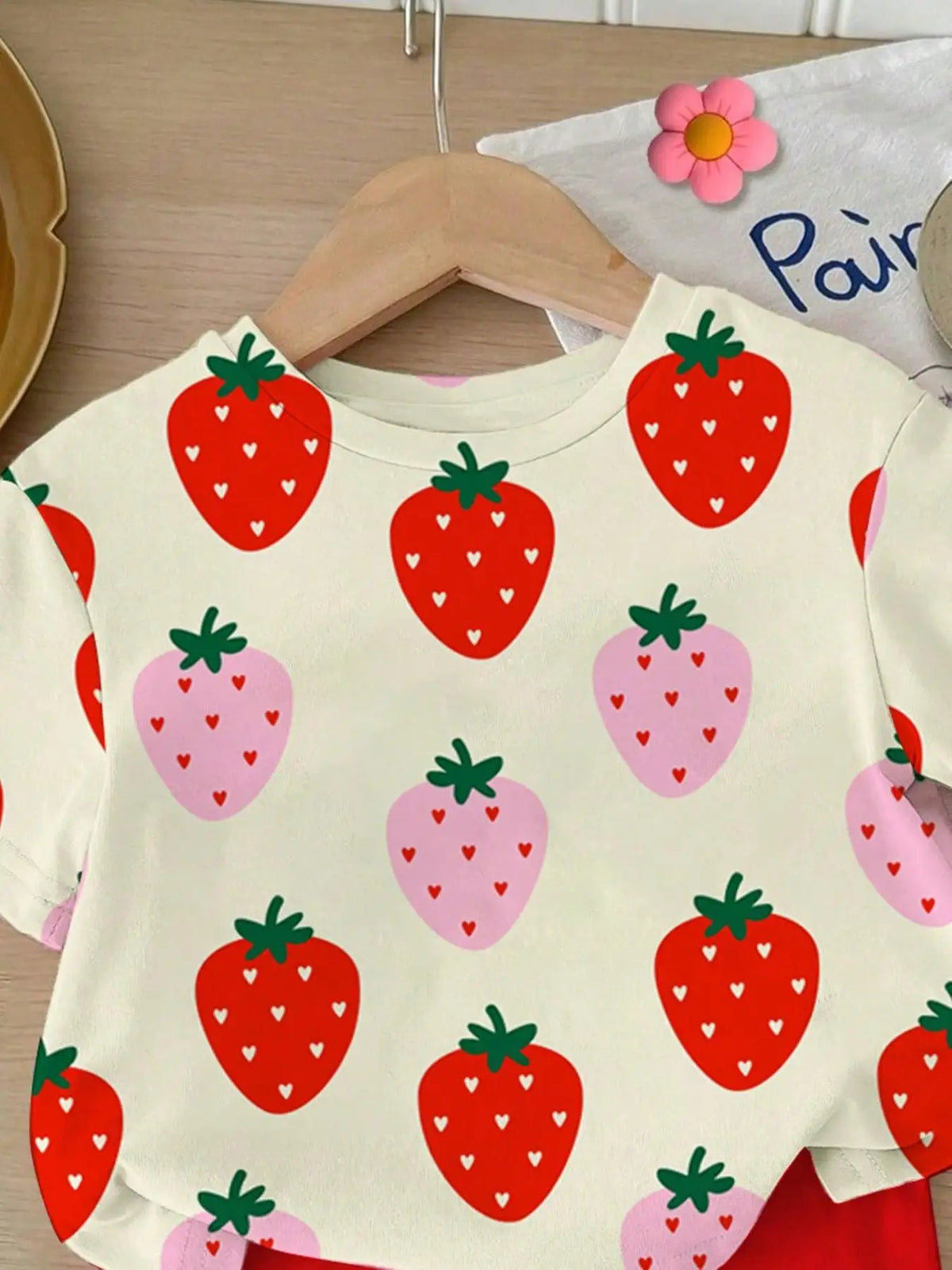 Strawberry Top & Red Leggings Set