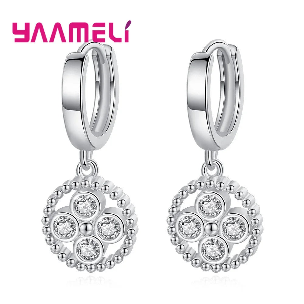 Round Sparkle Drop Earrings