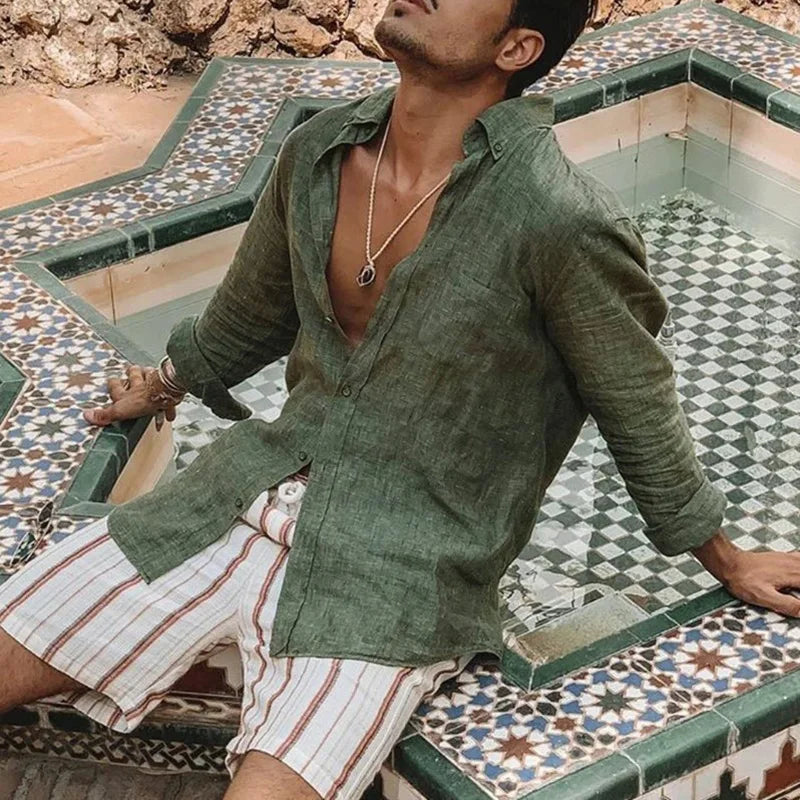 Relaxed Linen Long-Sleeve Shirt
