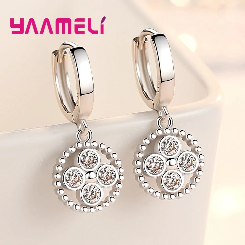 Round Sparkle Drop Earrings