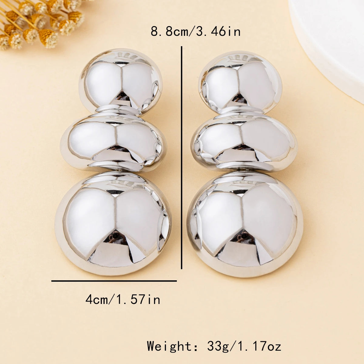 Glossy Geometric Stud Earrings