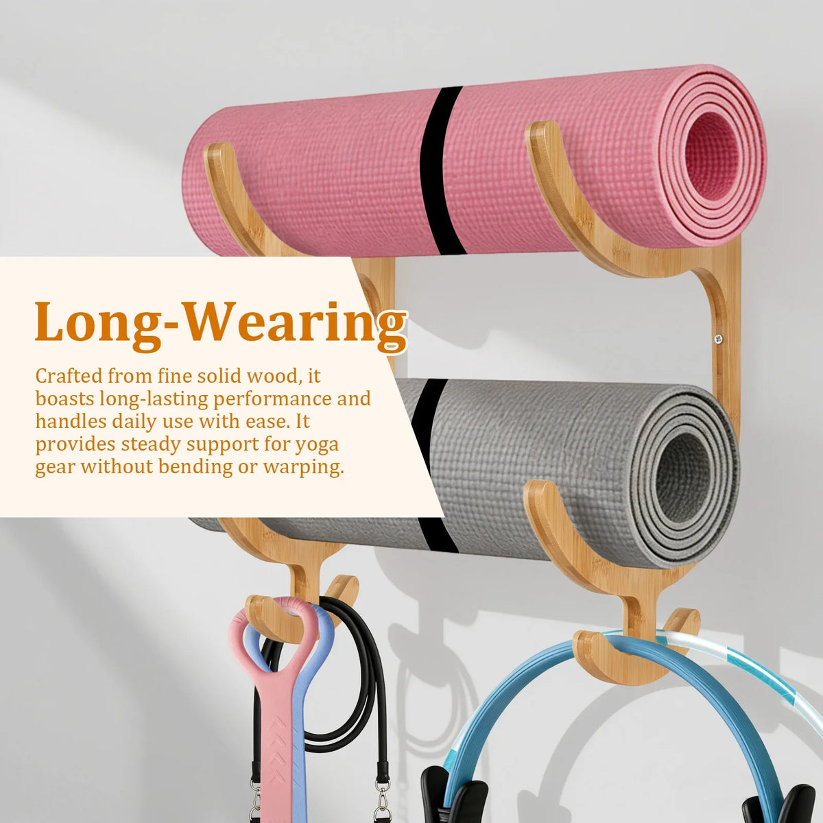 Wooden Yoga Mat Wall Rack Pair