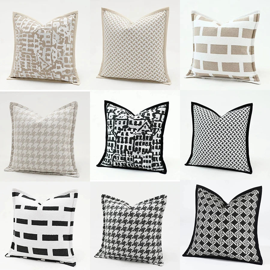 Modern Geometric Jacquard Cushion Cover