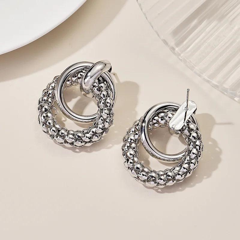 Double-Ring Drop Earrings