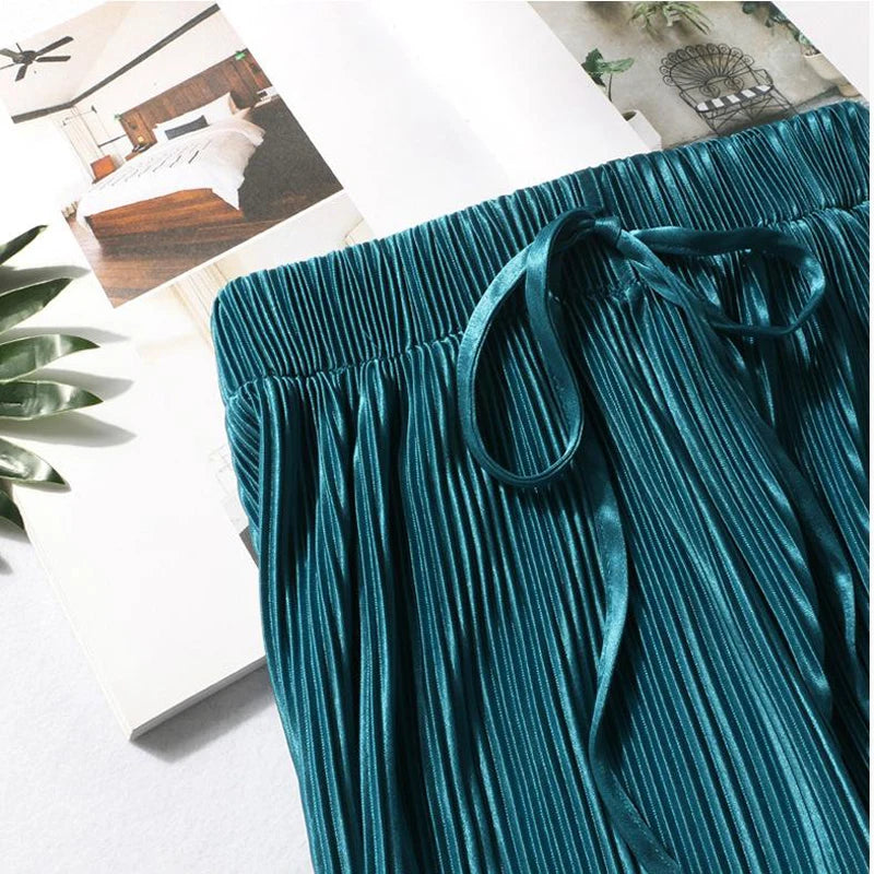 Pleated Wide-Leg Summer Trousers
