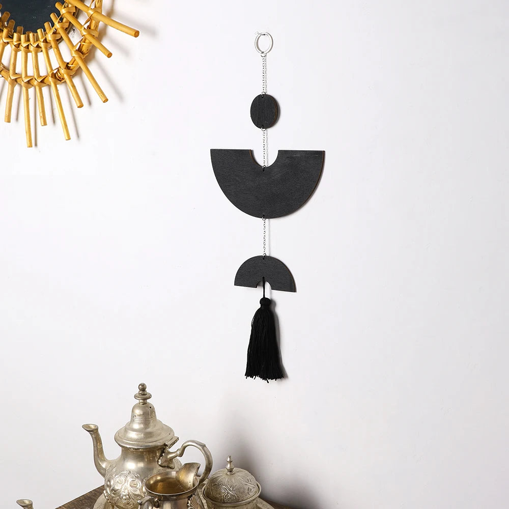 Black Geometric Tassel Wall Hanging
