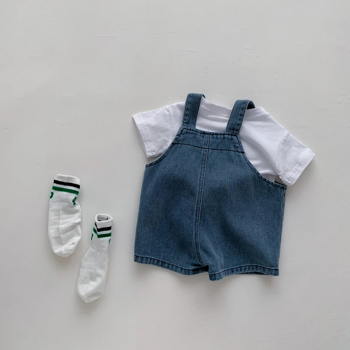 Baby T-Shirt & Denim-Style Dungaree Set