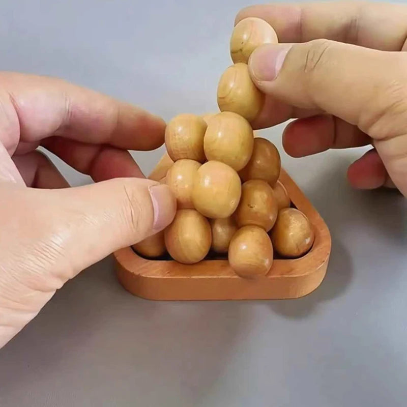Wooden Pyramid Brain Teaser Puzzle