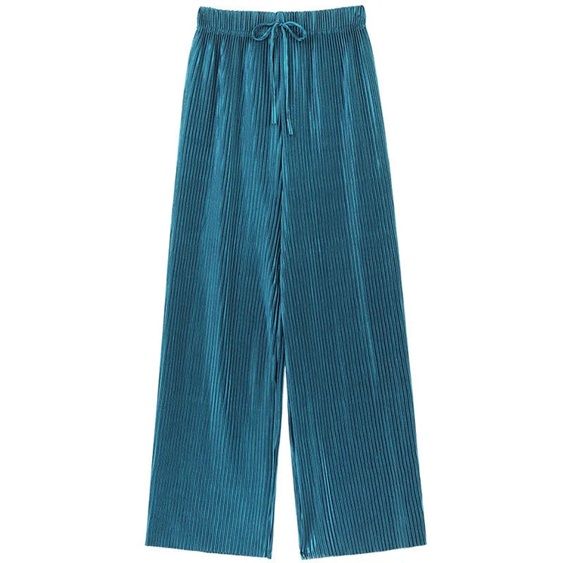 Pleated Wide-Leg Summer Trousers