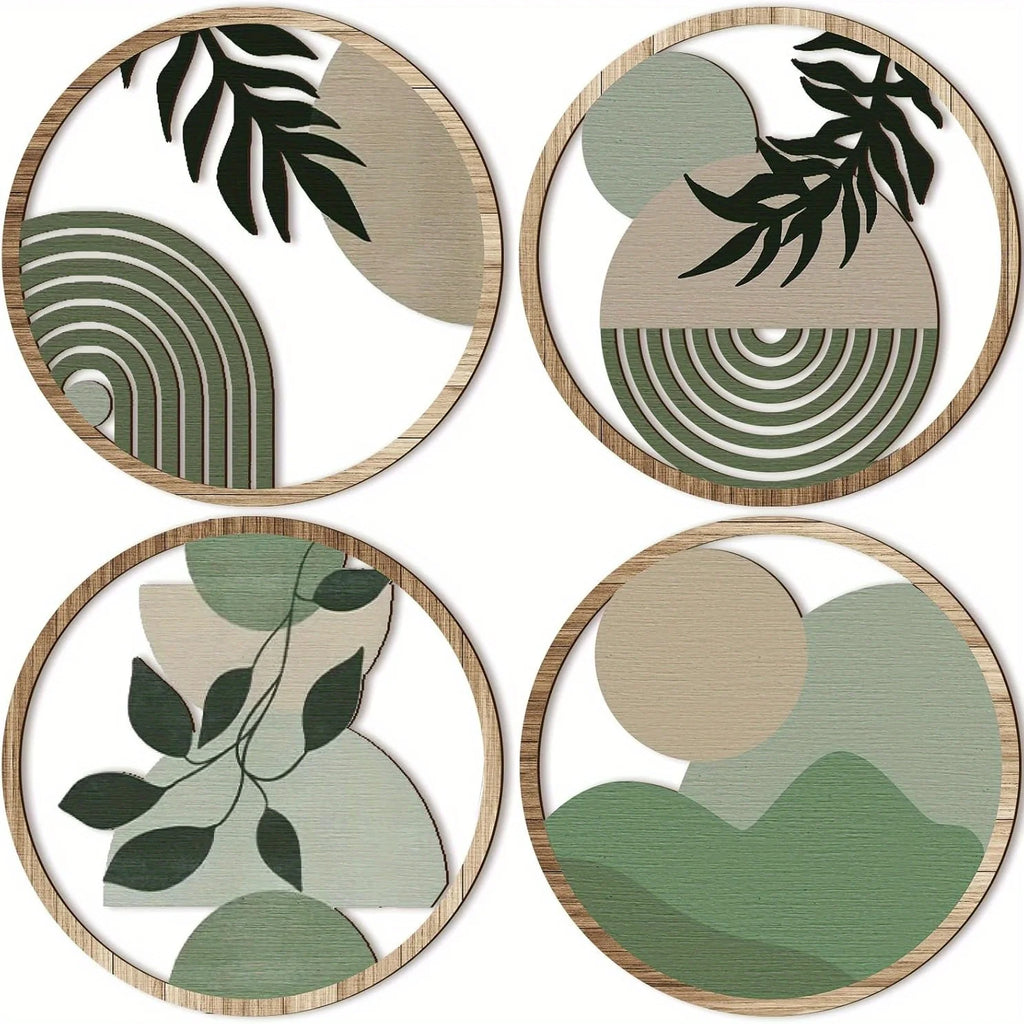 Four-Piece Geometric Wooden Wall Art