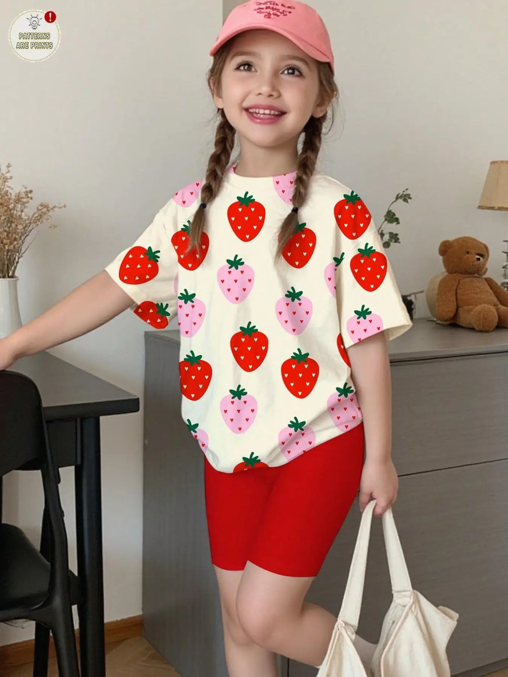 Strawberry Top & Red Leggings Set