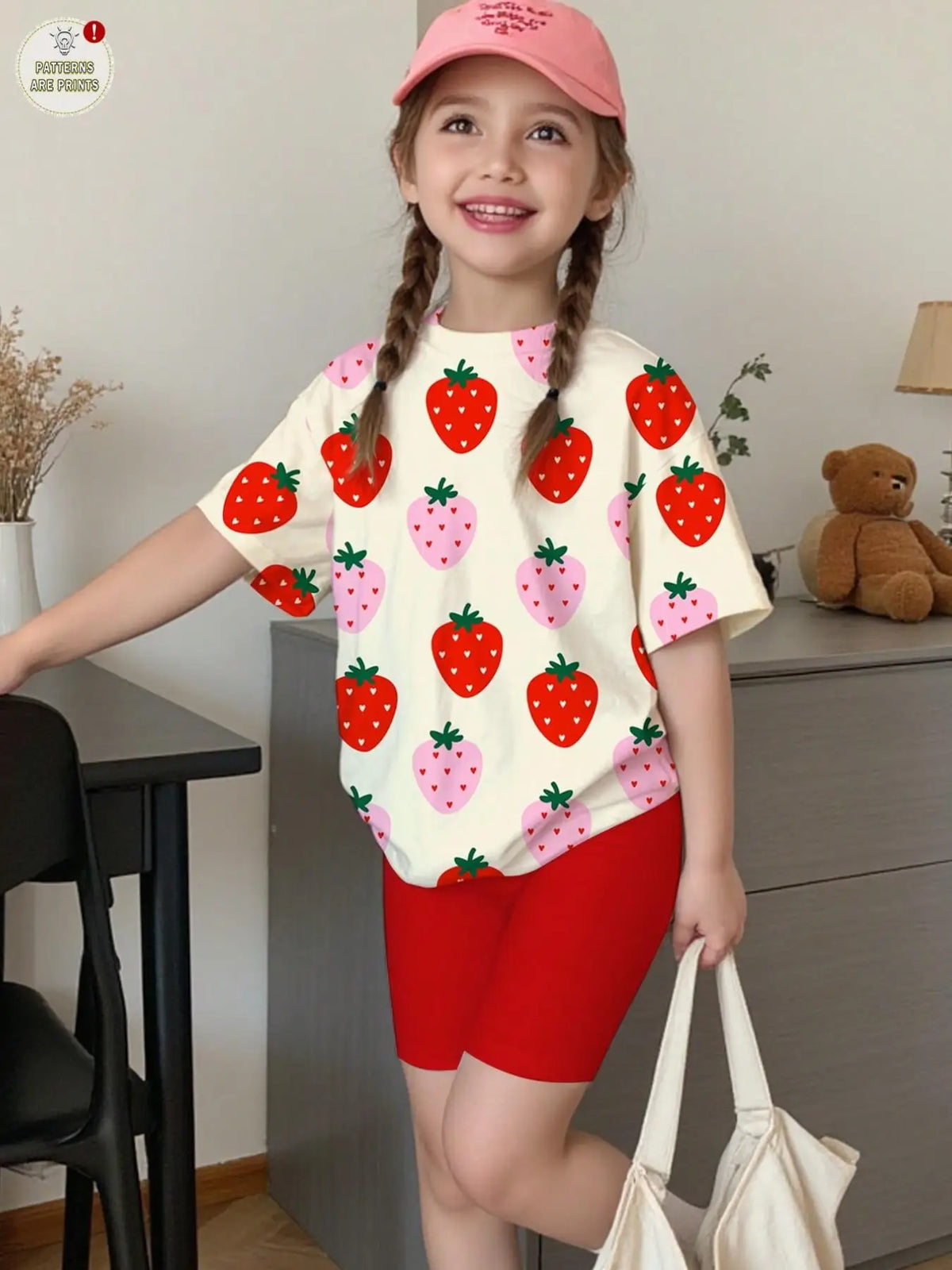 Strawberry Top & Red Leggings Set