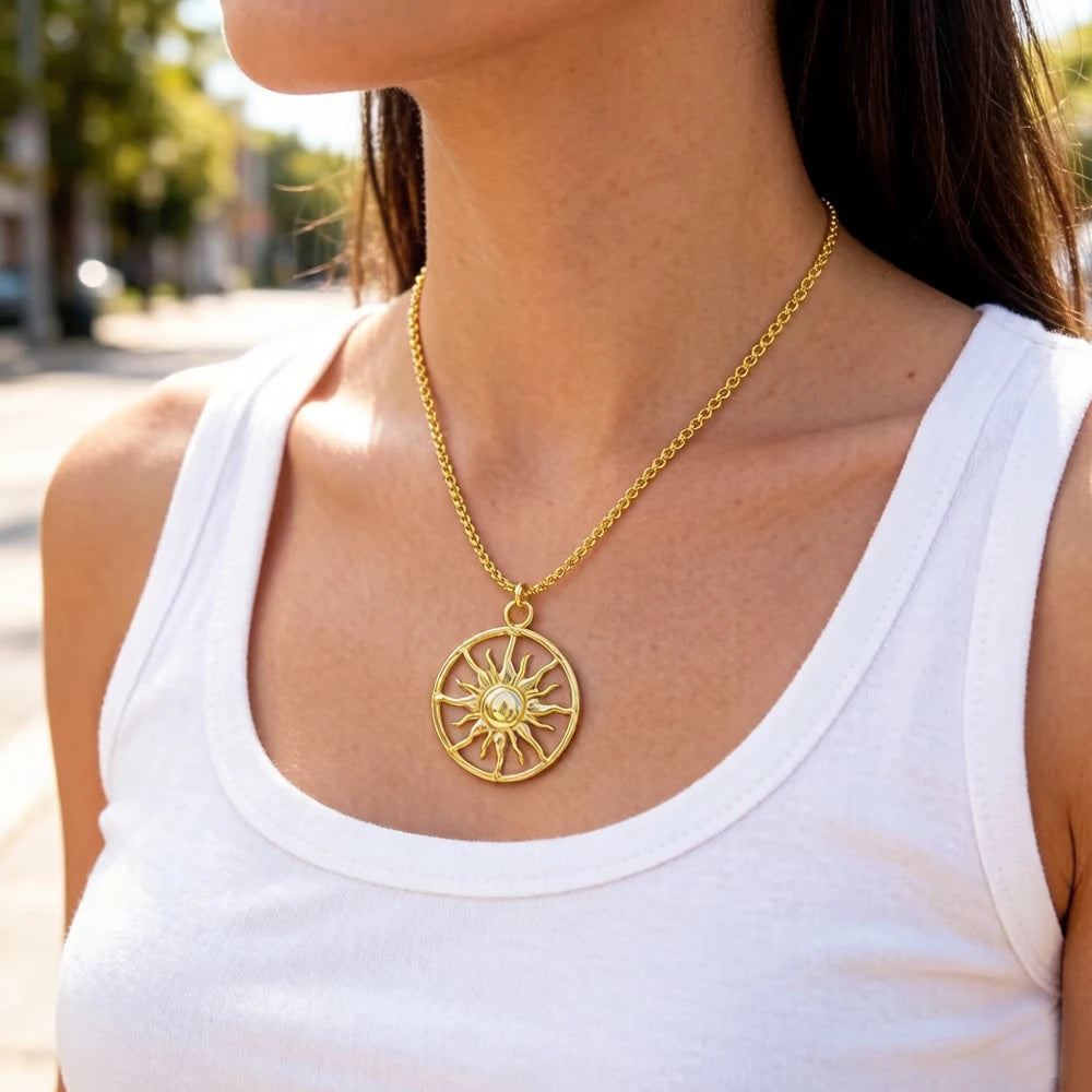 Sun Motif Pendant Necklace