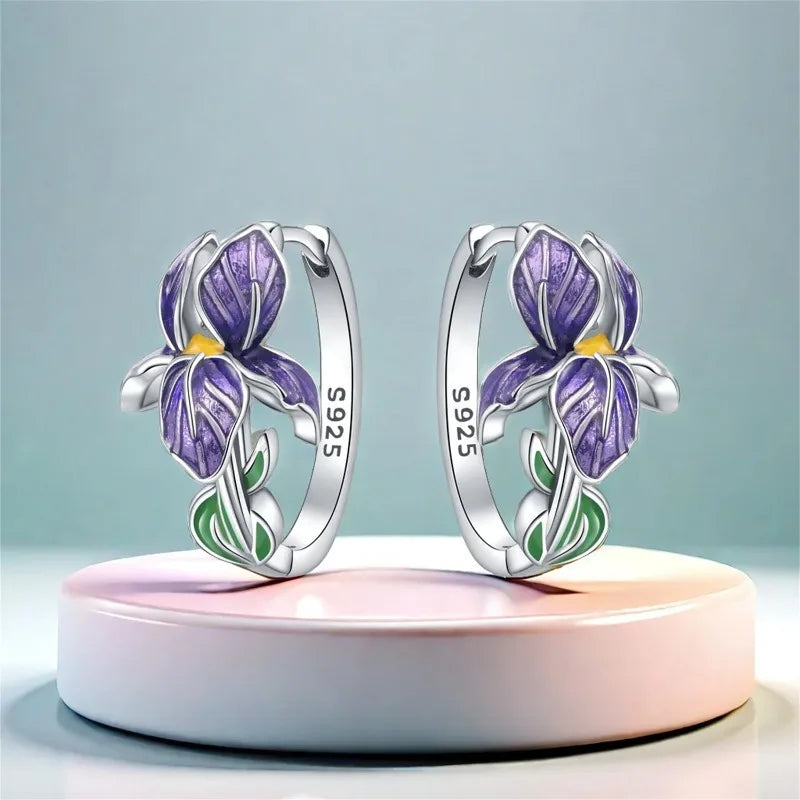 Purple Iris Earrings