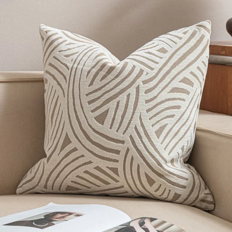 Oatmeal Geometric Cushion Cover