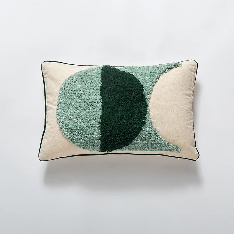 Blue Tufted Geometric Cushion Cover
