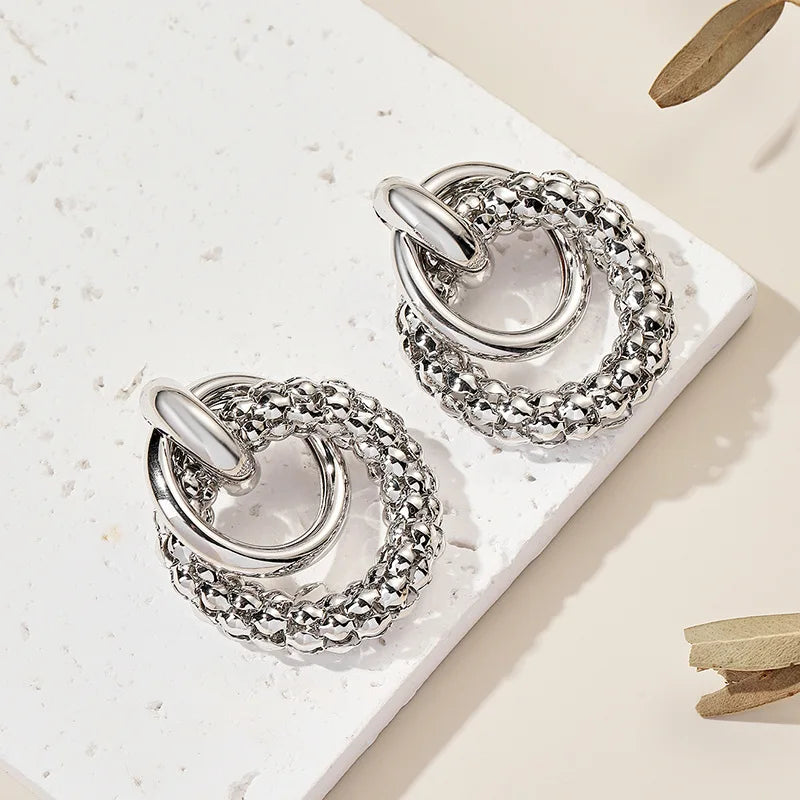 Double-Ring Drop Earrings