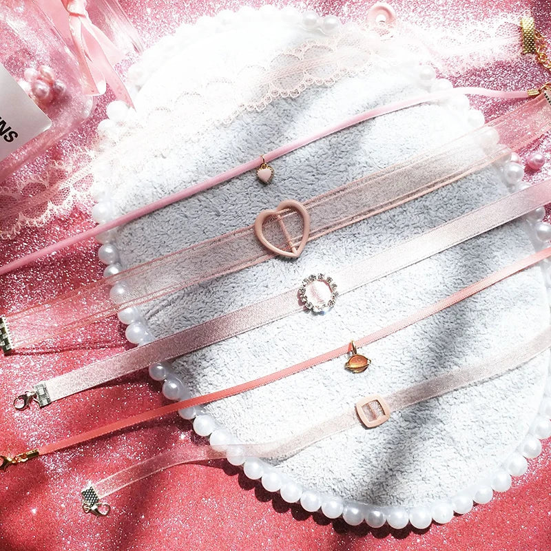Pink Lace Charm Choker