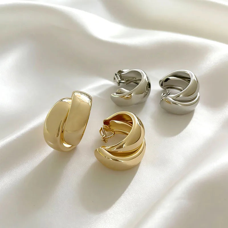 Crisscross Clip-On Hoop Earrings