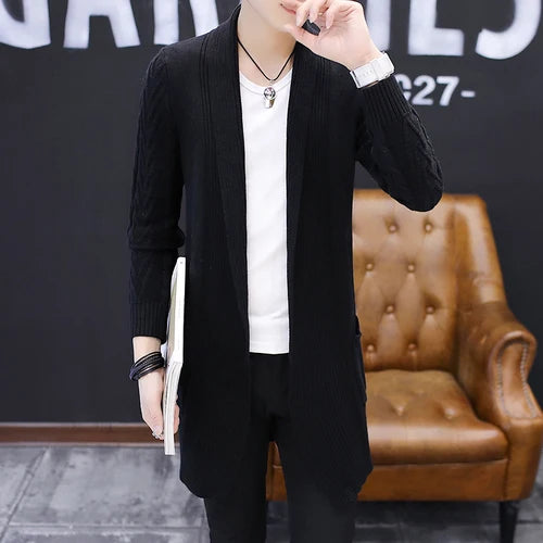 Longline Open-Front Knit Cardigan