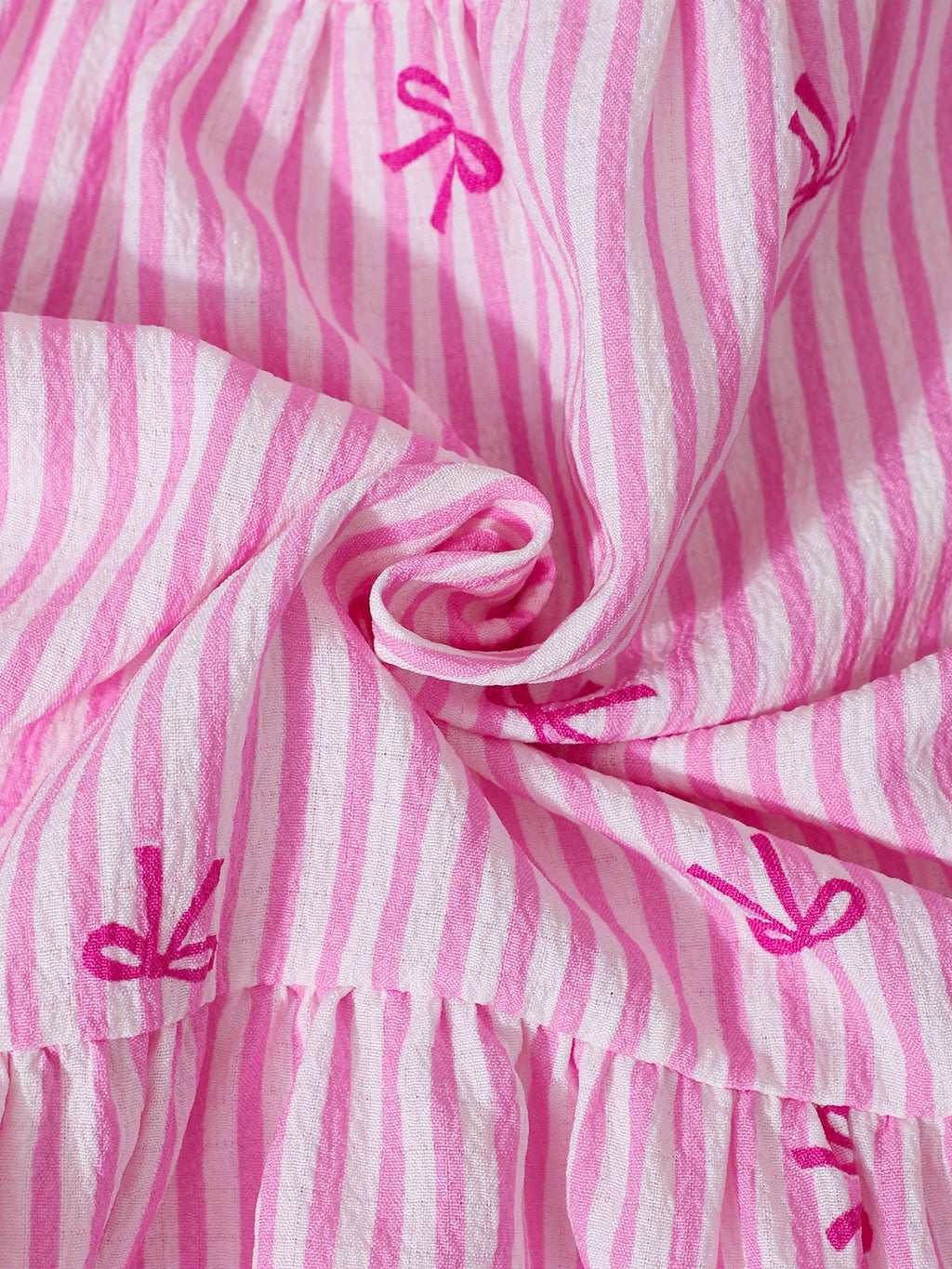 Bow-Print Striped Skirt