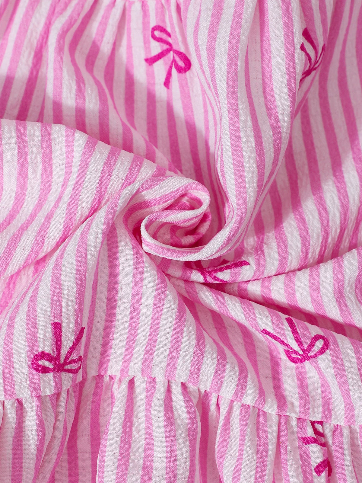 Bow-Print Striped Skirt