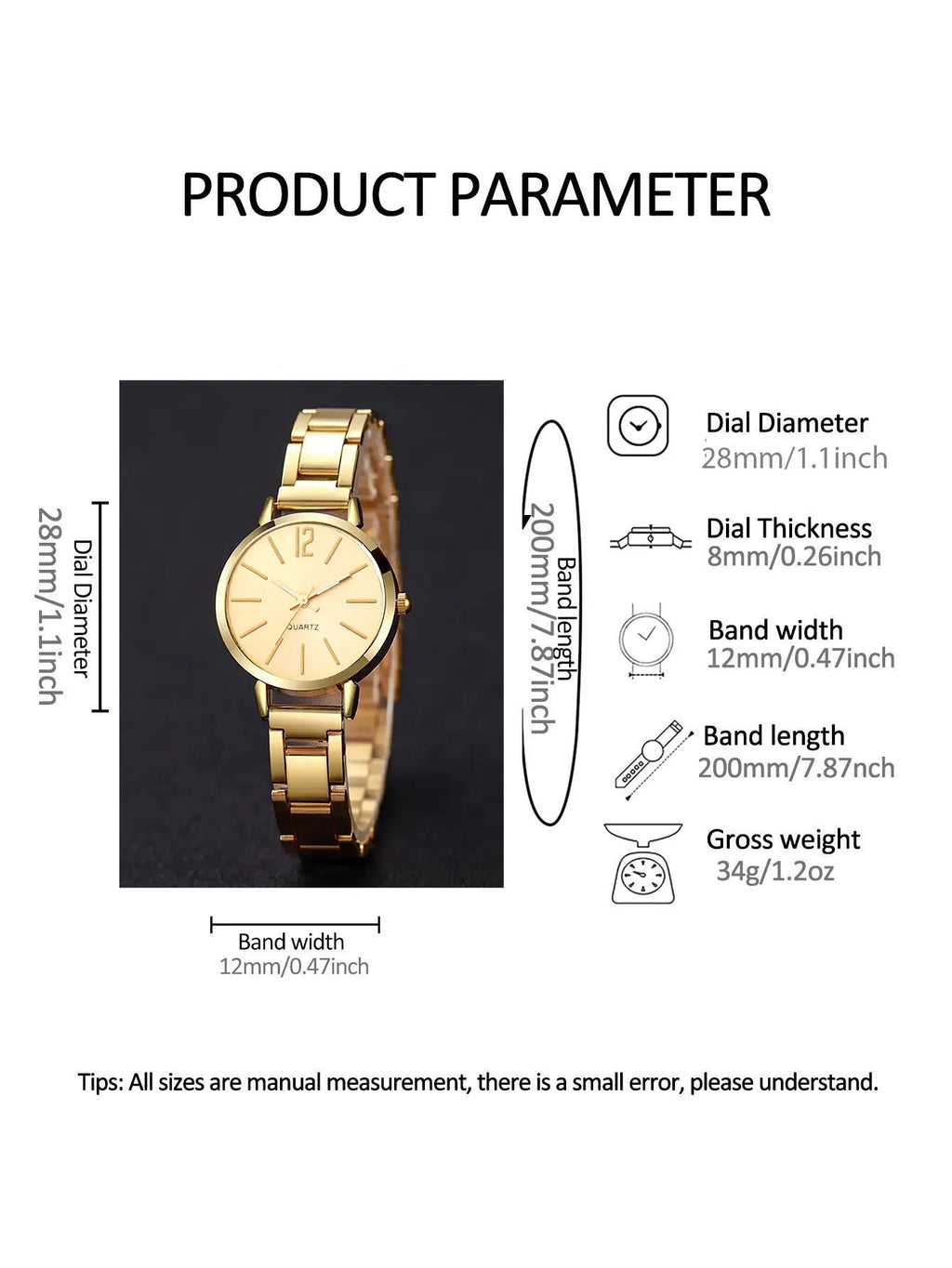 Runerr 28 mm Bracelet Watch Set