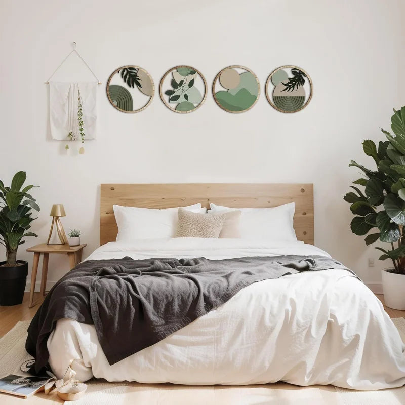 Four-Piece Geometric Wooden Wall Art