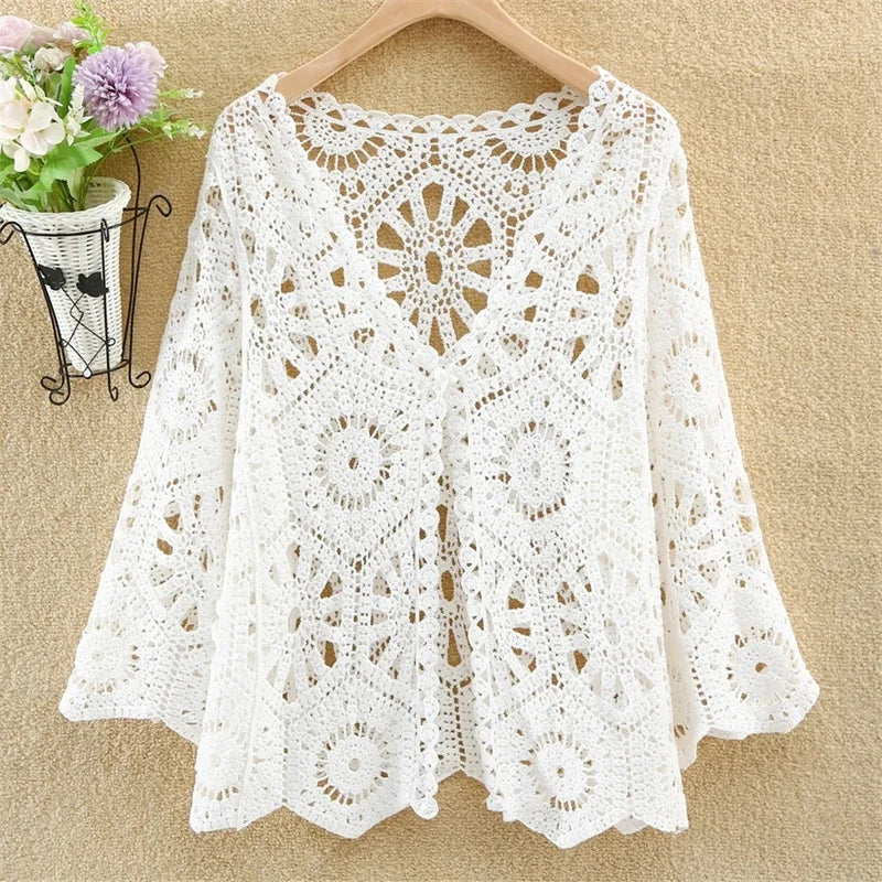 Openwork V-Neck Top