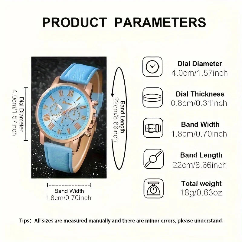 Roman Dial Watch & Jewelry Set