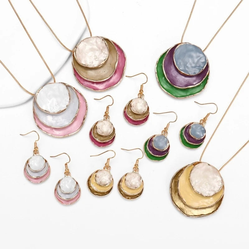 Color-Wave Pendant & Earring Set