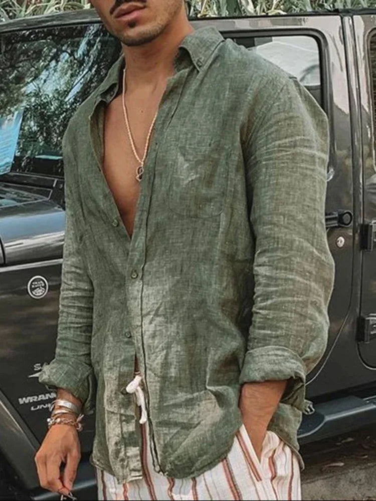 Relaxed Linen Long-Sleeve Shirt