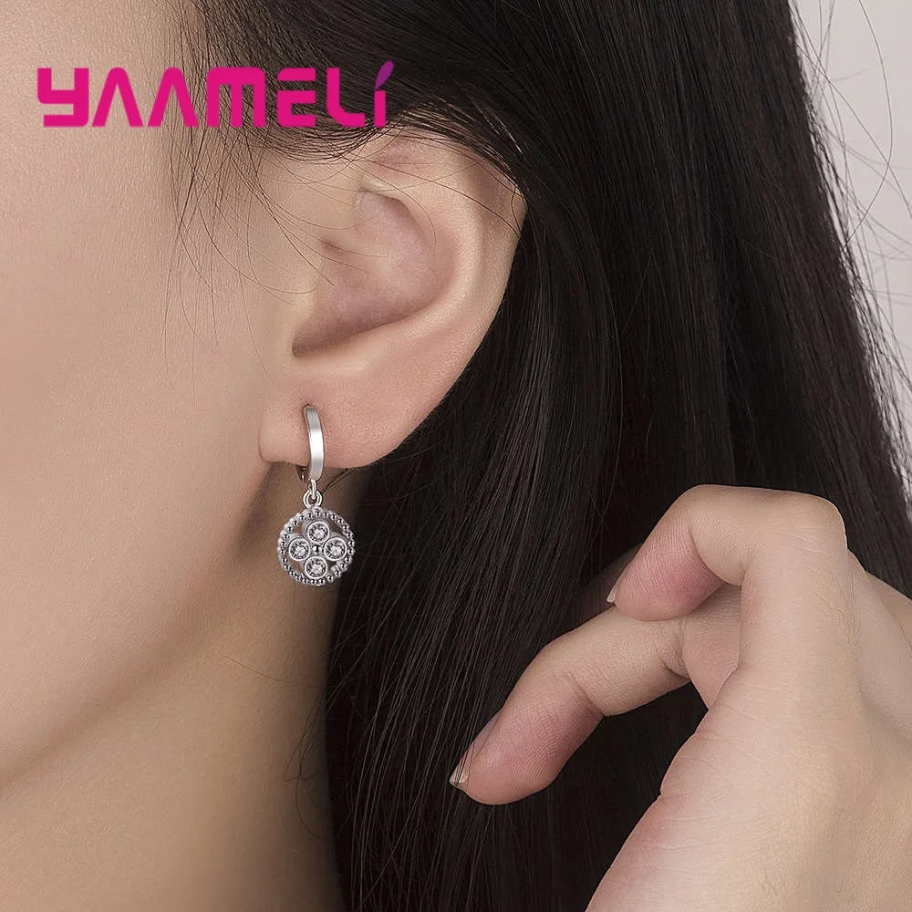 Round Sparkle Drop Earrings