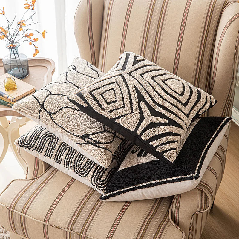 Abstract Embroidered Cushion Cover