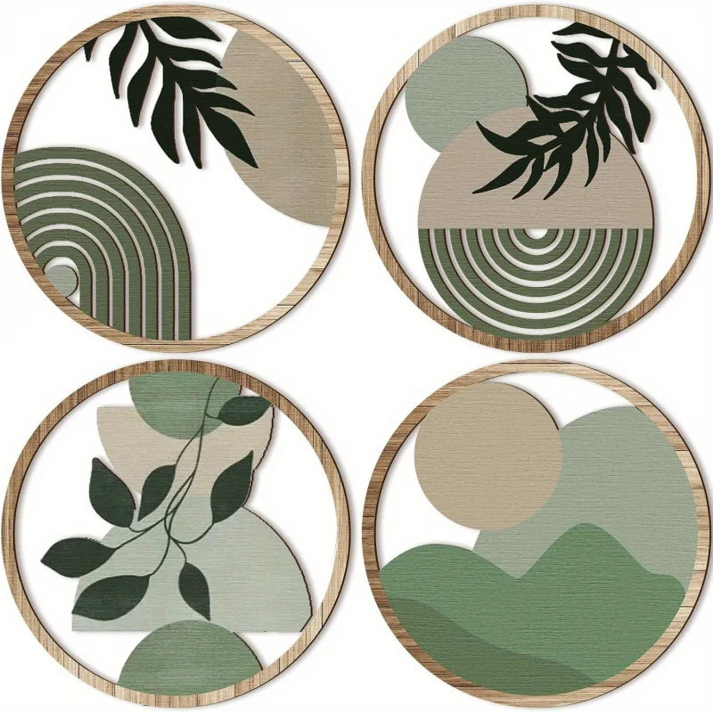 Four-Piece Geometric Wooden Wall Art