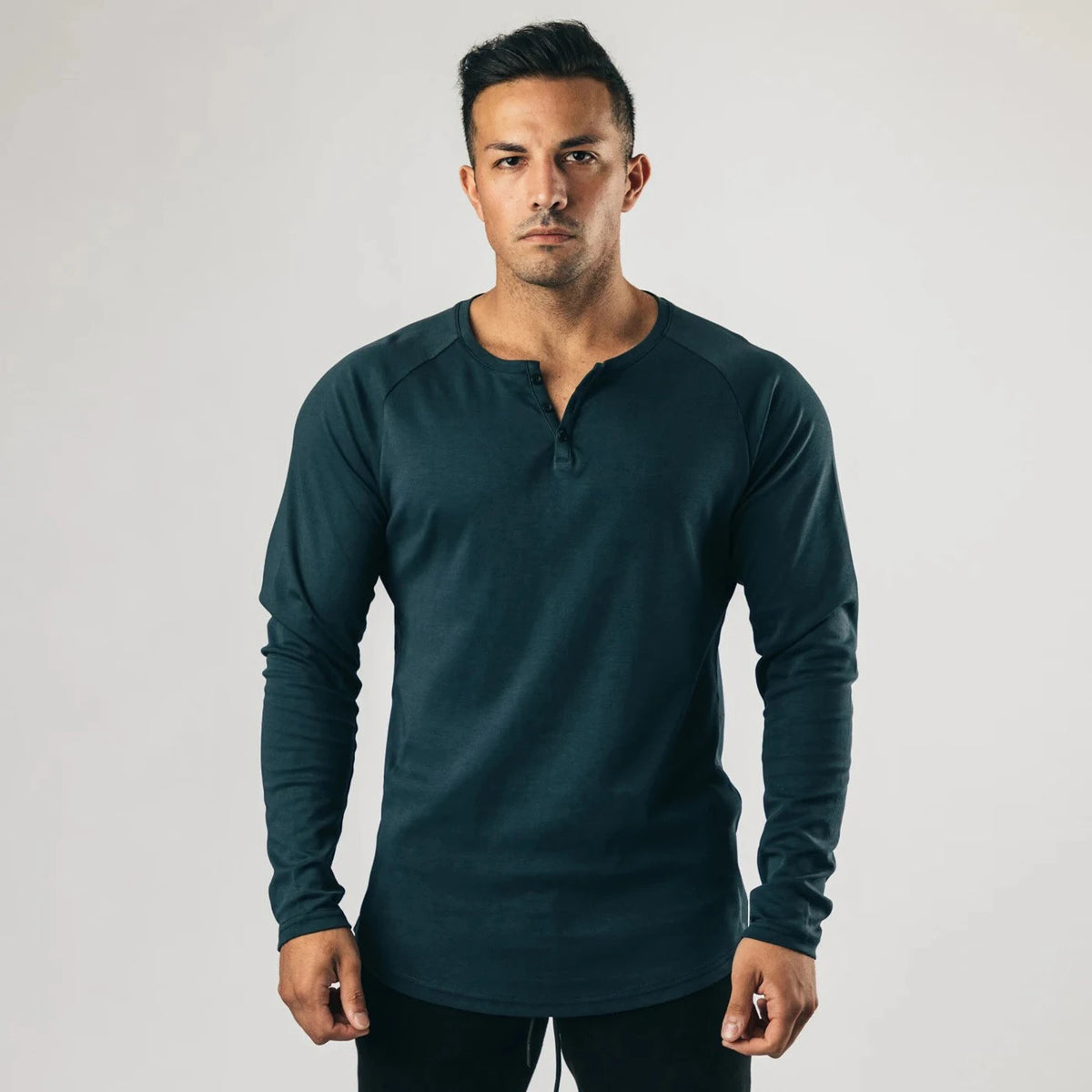Long-Sleeve Cotton-Blend Henley