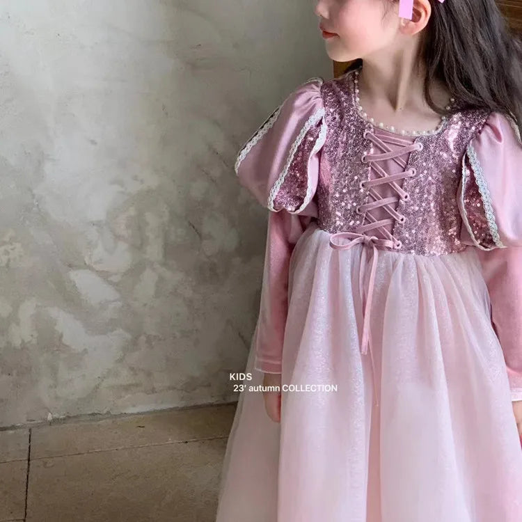 Appliqué Long-Sleeve Occasion Dress