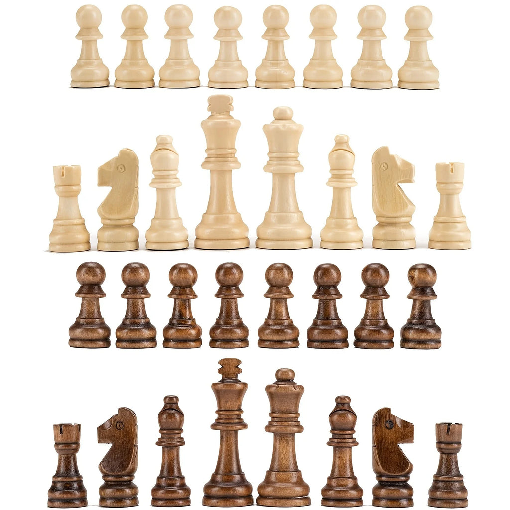 Wooden Chess Pieces — 32-Piece Set