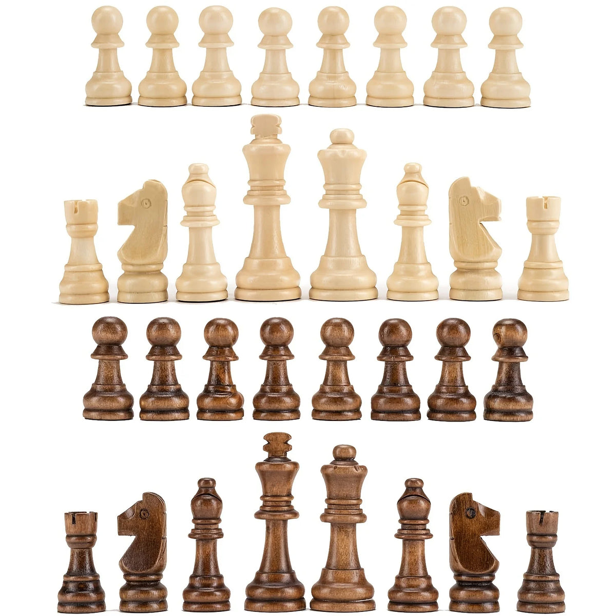 Wooden Chess Pieces — 32-Piece Set