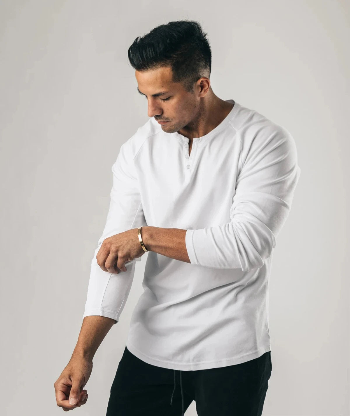 Long-Sleeve Cotton-Blend Henley