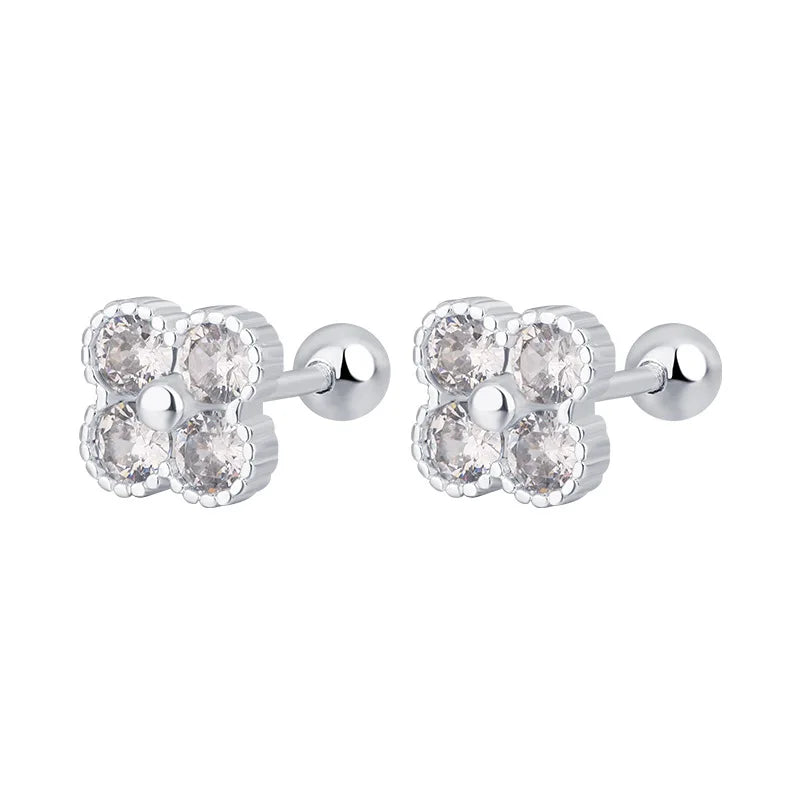 Four-Round Sparkle Stud Earrings