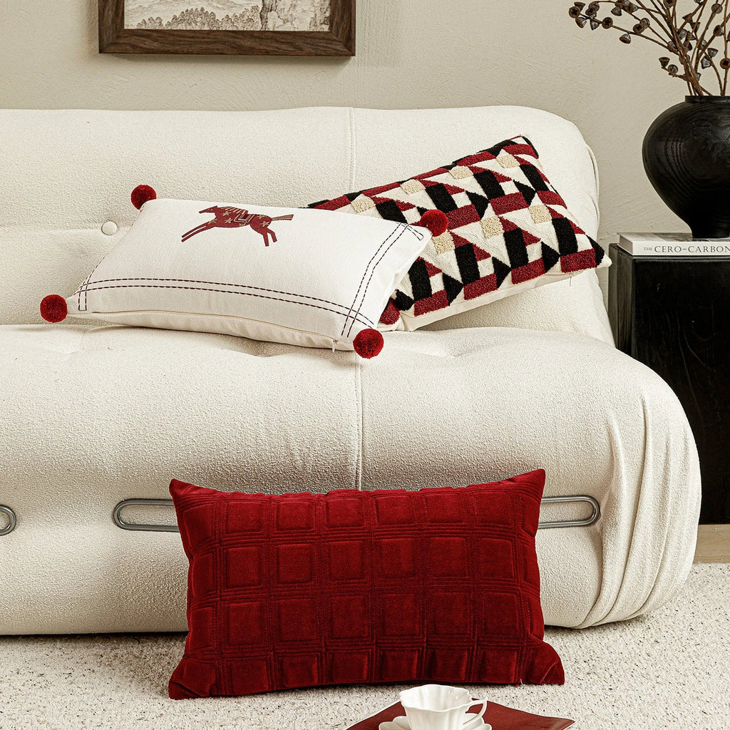 Burgundy Lumbar Cushion Cover